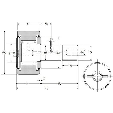 Ntn NTN KR16XLL, Flat Cam Follower  16 Mm Od 12 Mm Roller W 6 Mm Stud Dia 16 Mm Stud Len KR16XLL